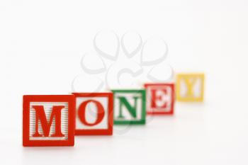 Royalty Free Photo of Alphabet Toy Building Blocks Spelling The Word Money