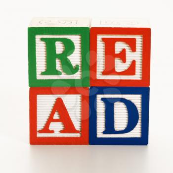 Royalty Free Photo of Alphabet Toy Building Blocks Spelling the Word Love Read