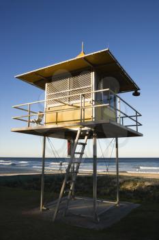 Royalty Free Photo of a Lifeguard Shack on a Beach on Surfers Paradise, Australia