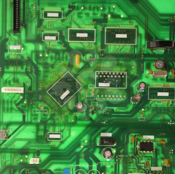 Green circuit board detail.