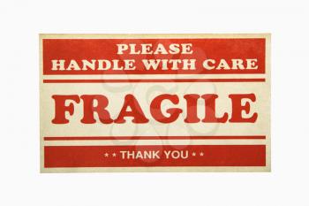 Royalty Free Photo of a Fragile Handle With Care Sign