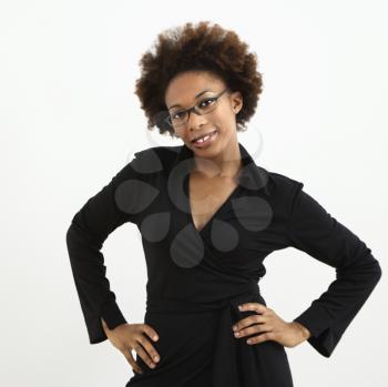 Royalty Free Photo of a Woman With an Afro Wearing Eyeglasses