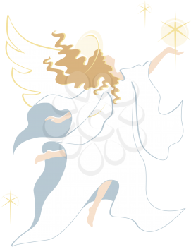 Royalty Free Clipart Image of an Angel Holding a Star