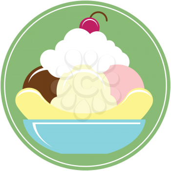 Royalty Free Clipart Image of a Banana Split