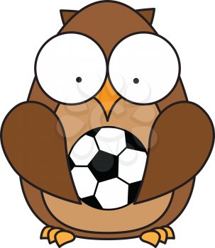 Royalty Free Clipart Image of an Owl With a Soccer Ball