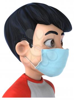 3D Illustration of a teenager with a mask