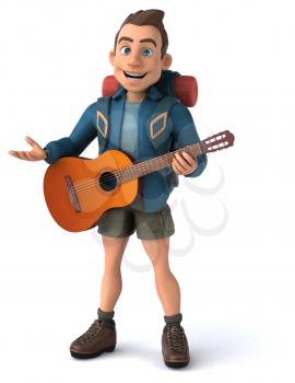 Fun illustration of a 3D cartoon backpacker