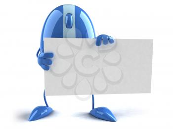 Royalty Free 3d Clipart Image of a Blue Computer Mouse Holding a Sign