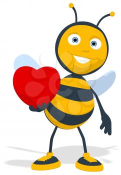 Royalty Free Clipart Image of a Bee With a Heart