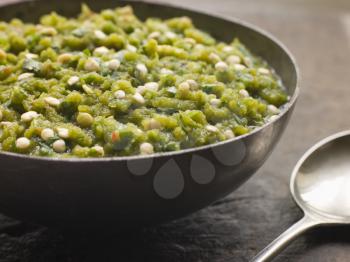 Royalty Free Photo of a Dish of Green Chilli Curry