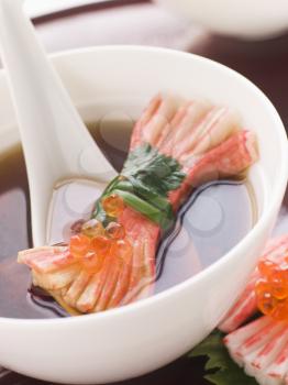 Royalty Free Photo of Clear Soup With Snow Crab Sticks