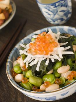 Royalty Free Photo of Broad Bean Daikon and Salmon Roe