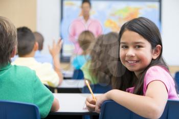 Royalty Free Photo of a Student Looking Back in Class