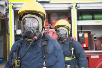 Royalty Free Photo of Firefighters in Gas Masks