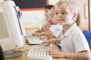 Royalty Free Photo of Students in a Computer Class