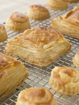 Royalty Free Photo of a Selection of Vol au vents on a Cooling rack