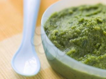 Royalty Free Photo of Broccoli and Spinach Baby Food Puree