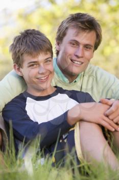 Royalty Free Photo of a Father and Son Outside