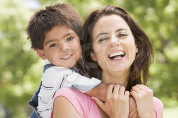 Royalty Free Photo of a Woman and Child Outside