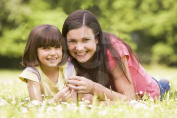 Royalty Free Photo of a Mother and Daughter in a Field