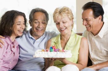 Royalty Free Photo of Two Couples With Cake