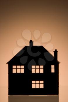 Royalty Free Photo of a House Against Orange