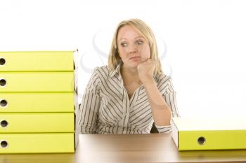 Royalty Free Photo of a Woman With a Stack of Folders