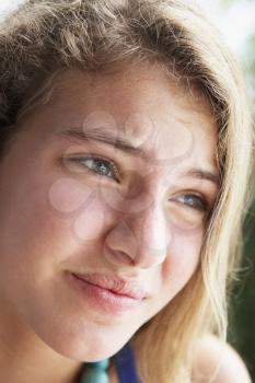 Royalty Free Photo of a Girl Looking Worried