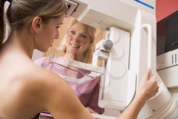 Royalty Free Photo of a Woman Having a Mammogram