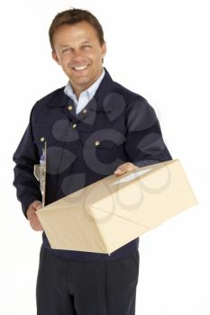 Royalty Free Photo of a Courier Handing Over a Parcel