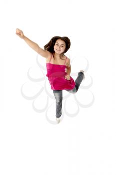 Young Girl Leaping In Studio