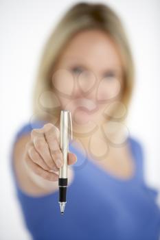 Royalty Free Photo of a Girl With a Pen