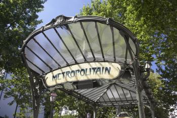 Royalty Free Photo of an Entrance to a Paris Metro Station