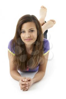 Teenage Girl Laying on Stomach