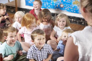 Royalty Free Photo of Preschoolers With Their Teacher