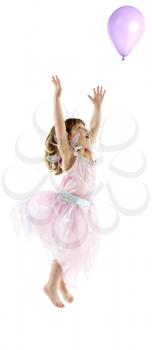 Young girl celebrates in studio