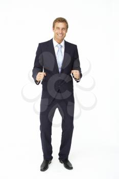 Happy, triumphant businessman