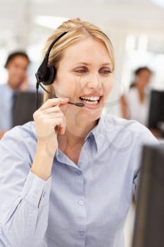 Businesswoman wearing headset