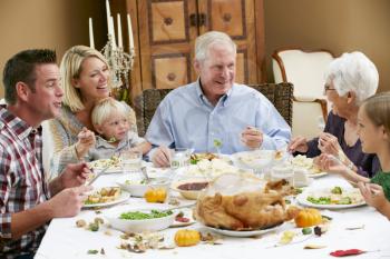 Multi Generation Family Celebrating Thanksgiving