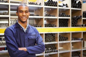 Portrait Of Engineering Worker In Store Room