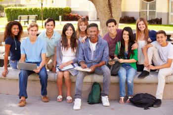 Outdoor Portrait Of High School Students On Campus