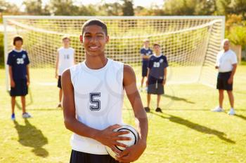 Portrait Of Player In High School Soccer Team