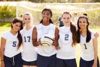 Members Of Female High School Soccer Team