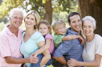 Three generation family in the country