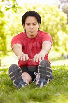 Asian man exercising