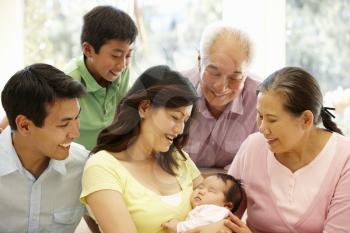 Asian family portrait