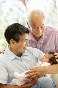 Asian father,son and granddaughter