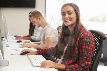 Portrait Of Female University Student Using Online Resources