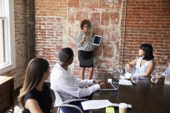 Mature Businesswoman Standing To Address Boardroom Meeting