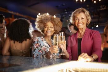 Portrait Of Female Senior Friends Drinking In Bar Together